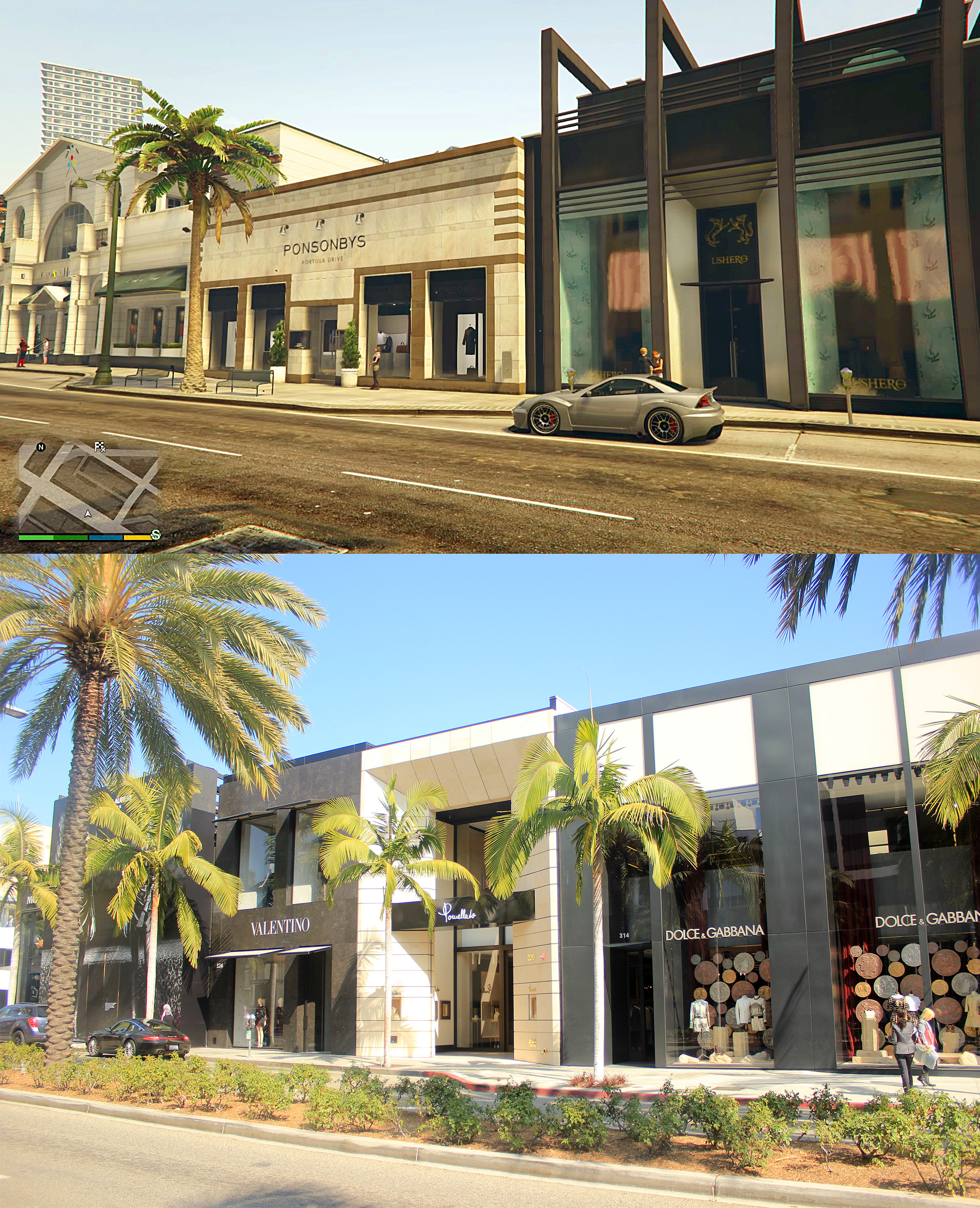 GTA V Los Santos vs Real Life Los Angeles Comparison Screenshots
