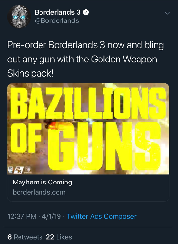 borderlands-3-epic-game-store-exclusive-tweet